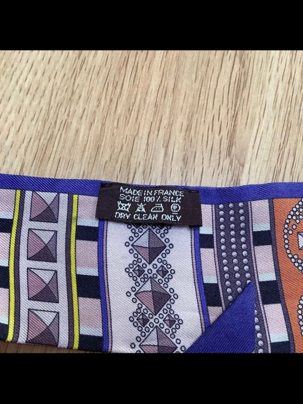Silk Patterned Twilly Scarf in Blue and Multi